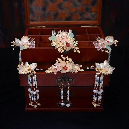 Costume De Coiffure Pour Mariée, Diadème Chinois De Mariage, Accessoires De Cheveux Glacés Roses, Bijoux De Cheveux Anciens