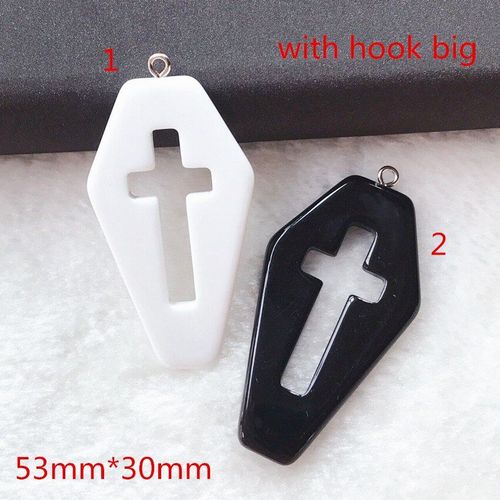 Breloques Punk En Forme De Cercueil, 53mm X 30mm, 10 Pièces, Découpées, Croix À Dos Plat, Cabochons En Résine, Collier Pendentif, Accessoire De Bricolage