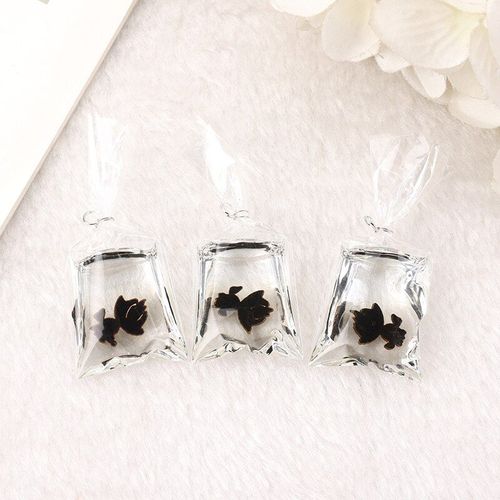 Lot De 10 Pendentifs En Résine Pour Boucles D'oreilles, Collier, Pendentif Bricolage Poisson Rouge, Breloque, Poisson Dans Sac D'eau, Bijoux, Pièces De Porte-Clés