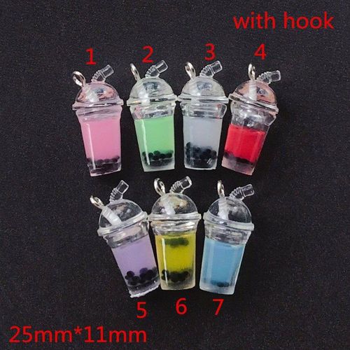 Résine 3d Stéréoscopique Multicolore, 14 Pièces, 25x11mm, Tasse À Café, Boisson Pour Collier, Porte-Clés, Pendentif, Accessoires De Fabrication À Faire Soi-Même