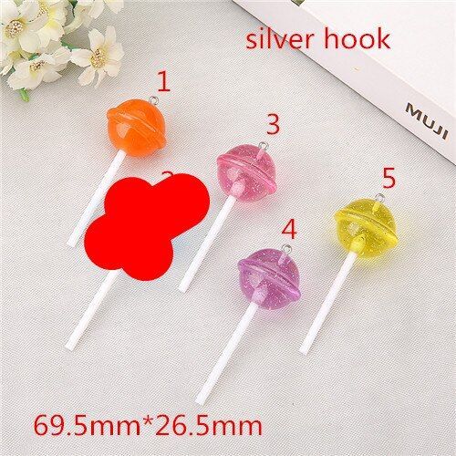 10 Sucettes En Résine Multicolore Stéréoscopique Pour Collier, Porte-Clés Pendentif, Accessoires De Fabrication, Diy, 69.5mm X 26mm