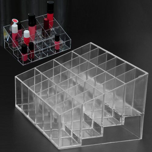 Boîte de rangement en acrylique de 24 cases pour cosmétiques,espace pour ranger et organiser ses rouge à lèvres, vernis à ongles et support d'exposition pour bijoux