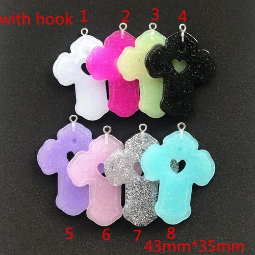 Breloques Croisées Plates En Résine Multicolore, Mignon, Taille 43mm X 35 Mm, Pour Collier Pendentif, Accessoires De Bricolage, 10 Pièces