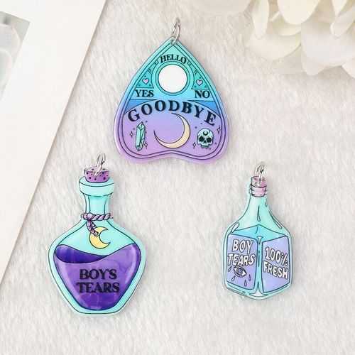 Pendentif Gothique Pastel Halloween Garçon Larmes Et Ouija, Breloques Spooky Créatif En Acrylique Pour Collier Boucle D'oreille, Bricolage, 12 Pièces