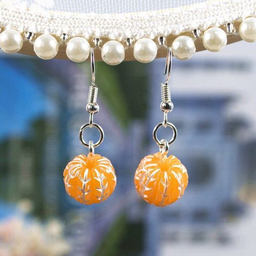 Boucles D'oreilles Pendantes En Résine 3d Pour Femmes Et Enfants, Bijoux Faits À La Main, Fruits Artificiels, Orange, Fraise, 1 Paire