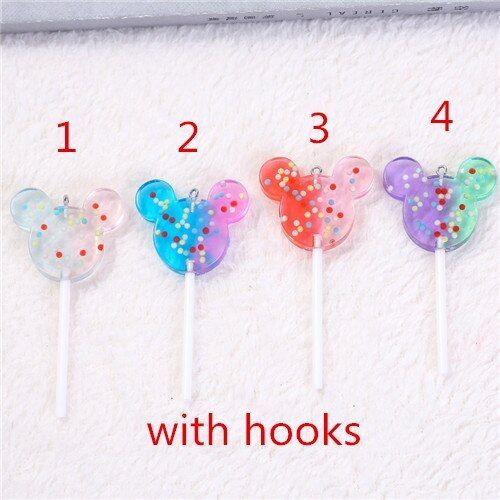 Breloques En Forme De Sucette Multicolore, 74x37mm, 8 Pièces, Cabochons De Bonbons En Résine À Paillettes Pour Pendentif, Collier, Boucles D'oreilles, Bricolage