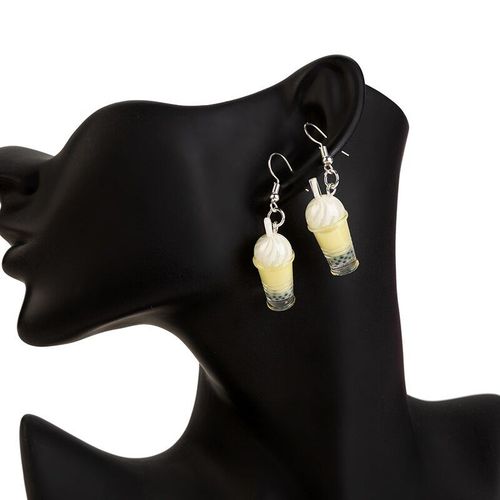 Boucles D'oreilles En Résine Pour Femmes, 1 Paire, Perles De Thé Au Lait, Multicolore, Boba, Cadeau Pour Enfants, Bijoux