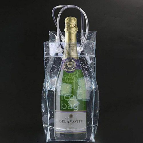 Sacs À Vin Glacé En Pvc, 25.5x11.5x10.5cm, Glaçons Transparents, Glacière, Pochette Transparente Avec Poignée, Fournitures De Bar De Cuisine Recyclables