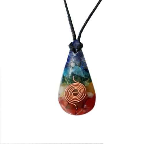 Collier En Orgonite Avec Des Puces Colorées, Pierre Naturelle, Pendentif Énergétique Chakra Orgonite, Amulette, Cristal