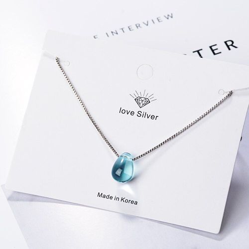 Collier Avec Pendentif En Forme De Goutte D'eau, Couleur Argent, Bleu Cristal Fantastique, Chaîne Clavicule Pour Femmes Et Filles, Bijoux, Cadeaux, S-N292