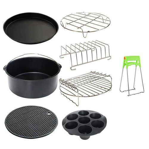 Ensemble d'accessoires pour friteuse à Air, sans BPA, lavable au lave-vaisselle, revêtement antiadhésif, 8 pouces
