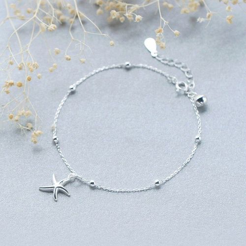 Bracelet Argenté En Forme D'étoile De Mer Pour Femme Et Fille, Accessoire De Mode Féminine, Idéal Comme Cadeau, S-B221