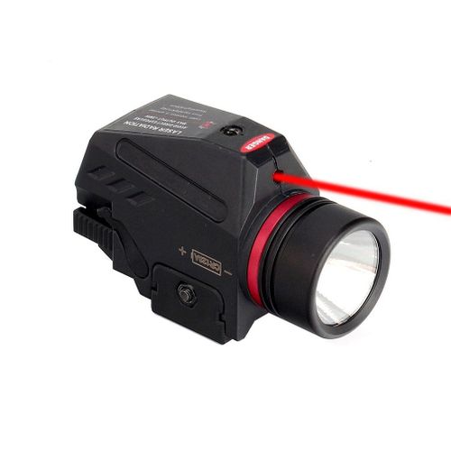 Lampe De Poche Tactique Led Pour Armes À Feu Laser Rouge Sur Rail De 20 Mm, Idéal À Monter Sur Un Pistolet De Airsoft Militaire