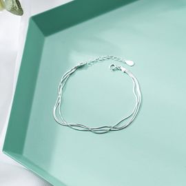 Bracelet De Cheville À Multicouches Pour Femme Et Fille, Chaîne En Os De Serpent, Couleur Argent, Bijoux D'été, Cadeau, Vente En Gros, S-B348