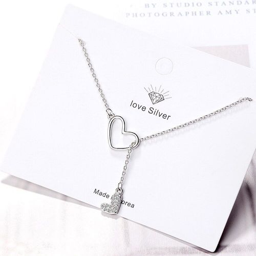 Collier Double C¿Ur Argenté Pour Femmes, Pendentif Réglable, Chaîne À Maillons En Zircon Cubique, Bijoux, S-N323