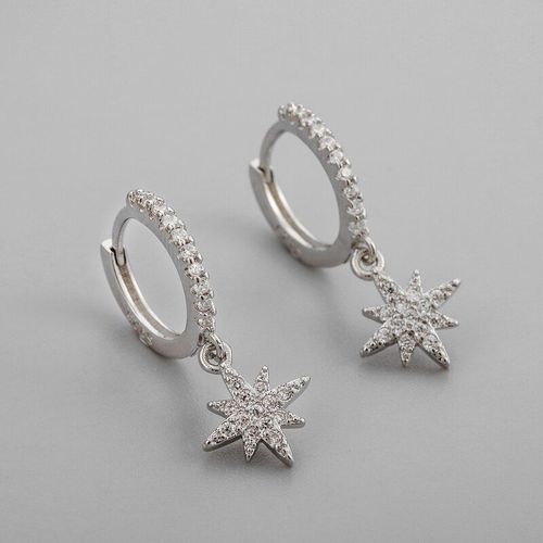 Boucles D'oreilles Couleur Argent Pour Femmes, Bijoux En Forme D'étoile, Zircon Cubique, Doré, Cadeaux