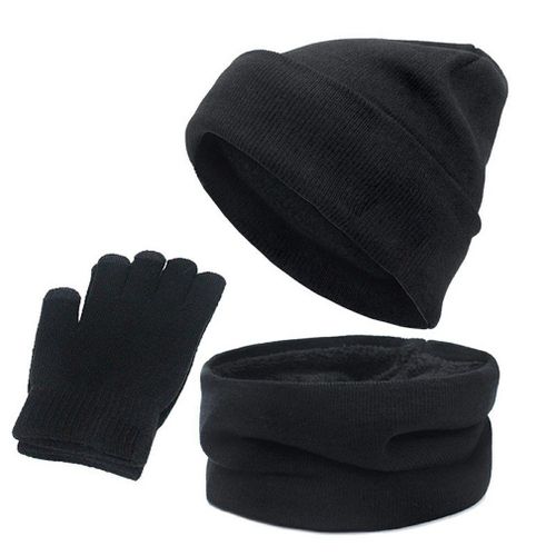 Ensemble Bonnet Et Écharpe Pour Hommes Et Femmes, 3 Pièces, En Velours Tricoté, Chaud, Pour L'extérieur, Pour Écran Tactile, Unisexe, Hiver
