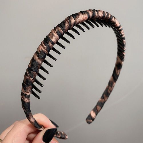 Serre-Tête Léopard Antidérapant Pour Femme, Accessoire De Coiffure Tendance, Couleur Unie