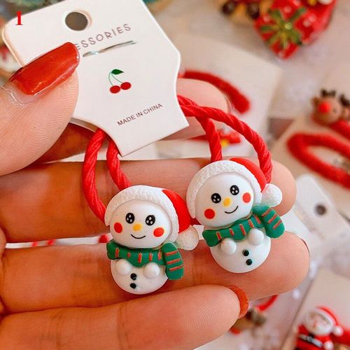 Chouchous En Caoutchouc Pour Filles, 2 Pièces, Accessoires De Cheveux, Chaussettes Pingouin De Noël Pour Enfants, Bandes Élastiques Pour Cheveux, Couvre-Chef De Décoration, Cravates