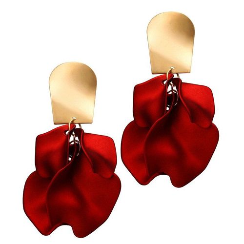 Boucles D'oreilles Roi Delysia En Métal, Boucles D'oreilles Créatives Simples, Pétales De Rose Rouge, Vintage