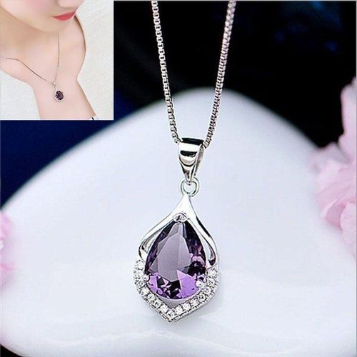 Collier Avec Pendentif En Pierre Précieuse Pour Femmes, Bijou Au Tempérament Roi, Goutte D'eau, Améthyste