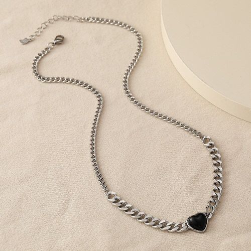 Collier À Chaîne Épaisse En Métal, Personnalité Exagérée, Punk, Créatif, Noir, Pêche, C¿Ur, Clavicule