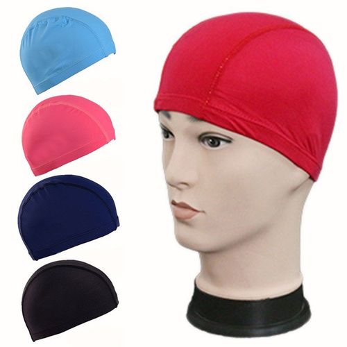 Bonnet De Natation Élastique En Tissu Nylon Pour Hommes Et Femmes Adultes, Couleur Unie, Protège Les Oreilles, Cheveux Longs, Sport, Piscine, Taille Libre
