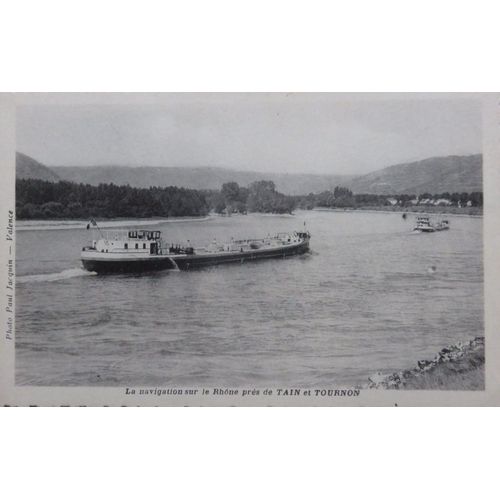 Lot De 2 Cartes Postale Bateau (Un Toueur) Navigation Sur Le Rhône Près De Tain Tournon À St Vallier - Drôme (26)