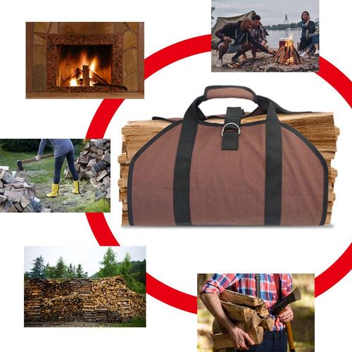Aofa Paquet Sac de transport en toile cirée pour bois de chauffage, sac de  transport en bois résistant à l'eau avec poignées pour voyage de camping 