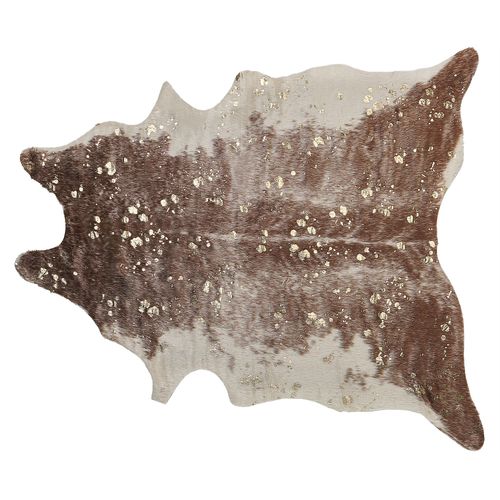 Tapis Imitation Peau De Vache Avec Taches Dorées 130 X 170 Cm Marron Bogong