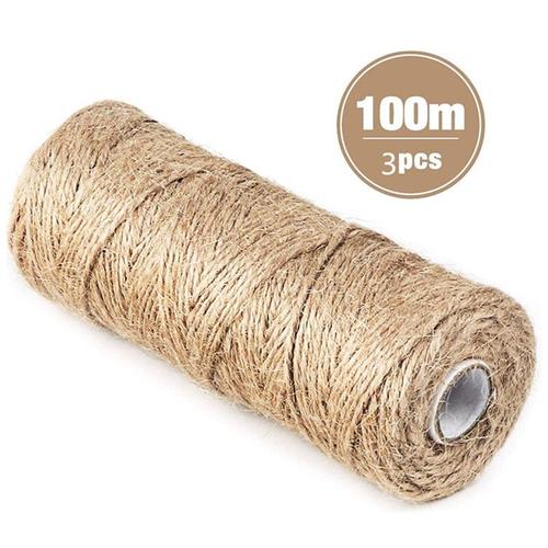 La Cordeline Ficelle Jute Naturel Ø2mm ±100m Pour Le Jardinage, Bricolage, Activités Manuelles 100mx3pcs