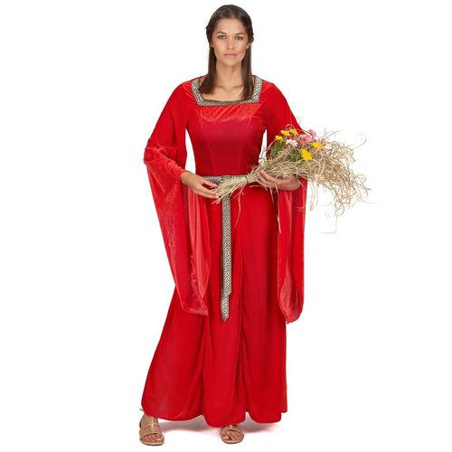 Déguisement Médiéval Rouge Effet Velours Femme - Taille: Xxl