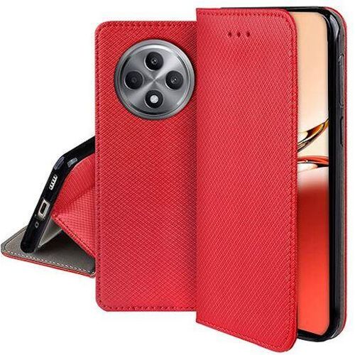 Housse Pour Oppo Reno 12 F Et Reno 12 Fs 5g - Etui Coque Pochette Portefeuille + Verre Trempe - Rouge Magnet
