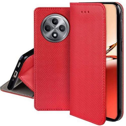 Housse Pour Oppo Reno 12 F Et Reno 12 Fs 5g - Etui Coque Pochette Portefeuille + Film Ecran - Rouge Magnet