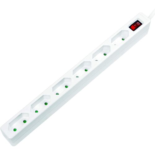 LogiLink Multiprise Euro, 6 prises, avec interrupteur, blanc