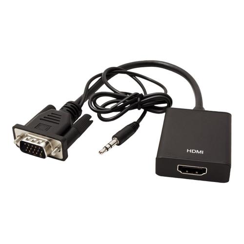 VALUE - Adaptateur HDMI - HDMI femelle pour HD-15 (VGA), mini-phone stereo 3.5 mm mâle - 15 cm - noir
