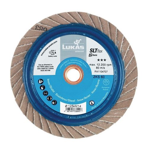 Disque à lamelles SLT flex D. 125 mm granulation 40 plat INOX. acier corindon zi (Par 10)