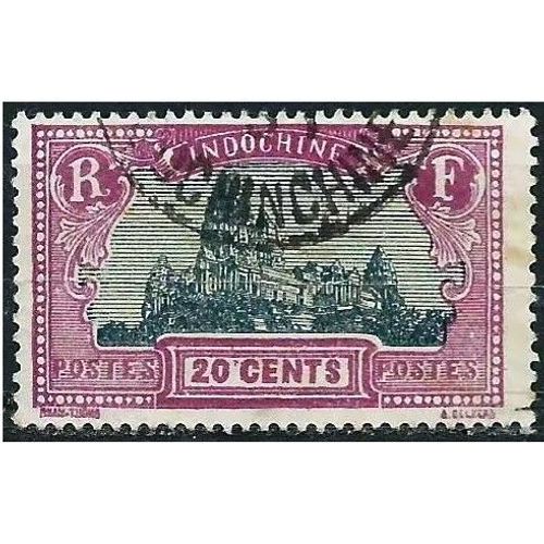 Indochine (Actuel Vietnam), Colonie Française 1927, Beau Timbre Yvert 140, Temples D' Angkor 20c. Lilas Et Bleu Gris, Oblitéré, Tbe