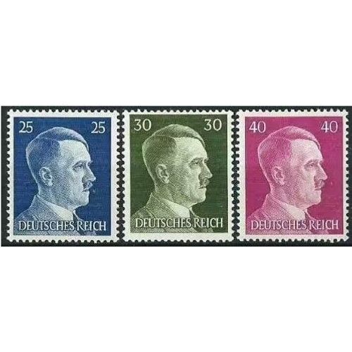 Allemagne, 3ème Reich 1941, Très Beaux Timbres Neufs** Luxe Yvert 717, 718, 719, Portrait Chancelier Hitler. -