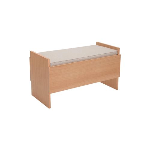 Banc En Bois Naturel Coussin Gris