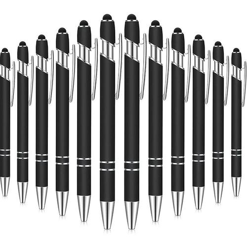 12 Pieces Ballpoint Pen With Stylus Tip 1.0 Mm Black Ink Metal Pen Stylus Pen For Touch Screens Ballpoint Pen School Stationery