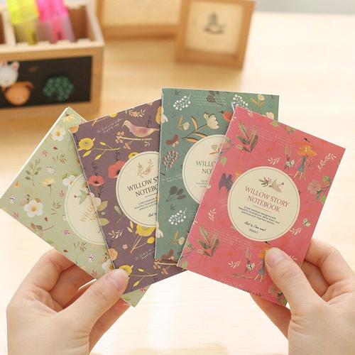 Petit Carnet De Poche Couleur Fleur Et Oiseau, 5 Pièces, Bloc-Notes En Papier Pour Enfants, Papeterie Coréenne, Fournitures Scolaires Et De Bureau, Cadeau