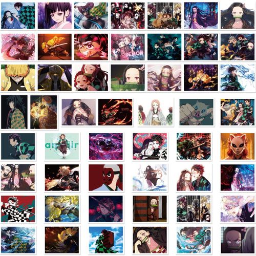 Autocollant De Dessin Animé Demon Slayer Kimetsu No Yaiba, Étiquette De Papeterie, En Pvc, Imperméable, Pour Bagage De Skateboard Et Moto, Pour Garçon, 50 Pièces/Ensemble