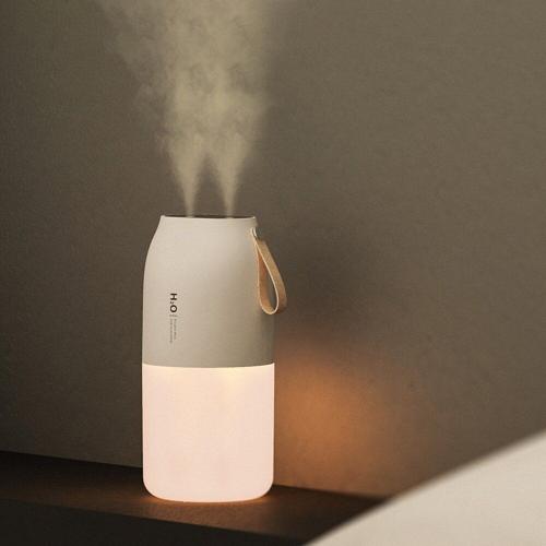 Diffuseur D'huiles Essentielles Sans Fil Humidificateur D'air 300ml 2000mah Rechargeable Double Buse Brumisateur Avec Veilleuse