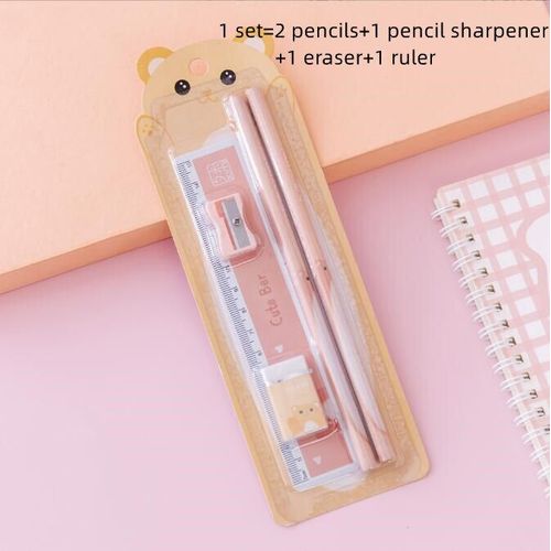 Ensemble De Papeterie Avec Taille-Crayon Et Gomme, 36 Pièces, Ours De Dessin Animé, Fournitures Scolaires Et De Bureau, Cadeau Pour Enfants