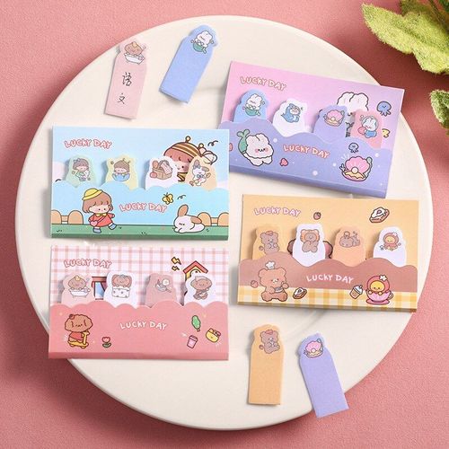 Bloc-Notes Lapin Ours Dessin Animé, 48 Pièces/Lot, Étiquette Autocollante Mignonne N Times, Signet, Fournitures Scolaires De Poste