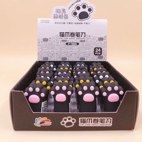 Taille-Crayon Créatif Patte De Chat 24 Pièces/Lot, Mini Couteau De Coupe Mécanique À Main Mignon, Papeterie Cadeau Fournitures Scolaires