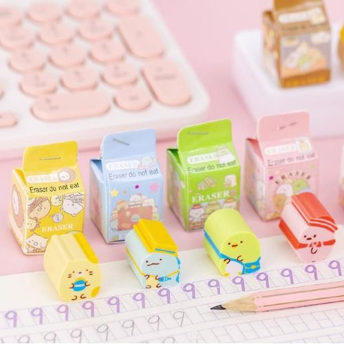 Gommes À Lait En Forme De Chat Pour Enfants, 48 Pièces/Lot, Adorables Gommes À Crayon En Caoutchouc, Fournitures Scolaires Et De Bureau, Cadeaux Pour Enfants