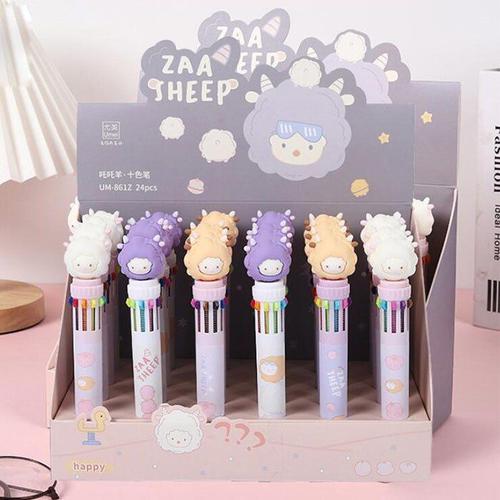 10 Stylos À Bille En Forme De Mouton, 24 Pièces/Lot, Kawaii, Jolis Stylos À Bille, Papeterie Cadeau, Fournitures Scolaires Et De Bureau, Vente En Gros