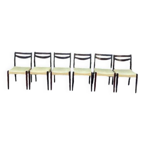 6 Chaises Scandinaves Assise Ska Jaune Ples Bois